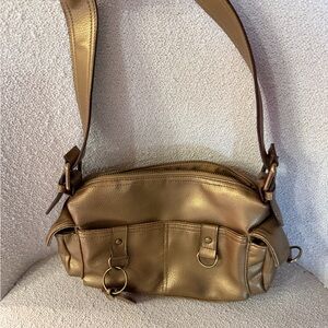 Rosetti Metallic Gold Crossbody Bag with Ring Detail